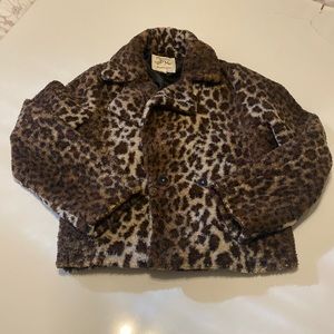 Maralyn & Me Leopard Print Fuzzy Jacket Large